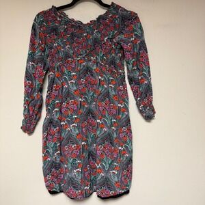 Ella Moon Paisley Floral Smocked Mini Dress Women XS Multicolor Excellent Boho